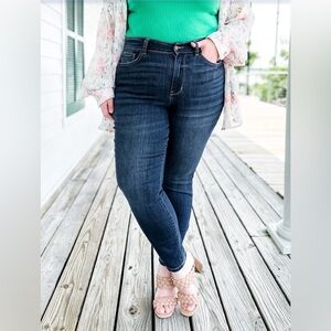 NWT 82409 Judy Blue Sz 14W Honey Hi-Rise Nondistressed Dark Wash Skinny Jeans